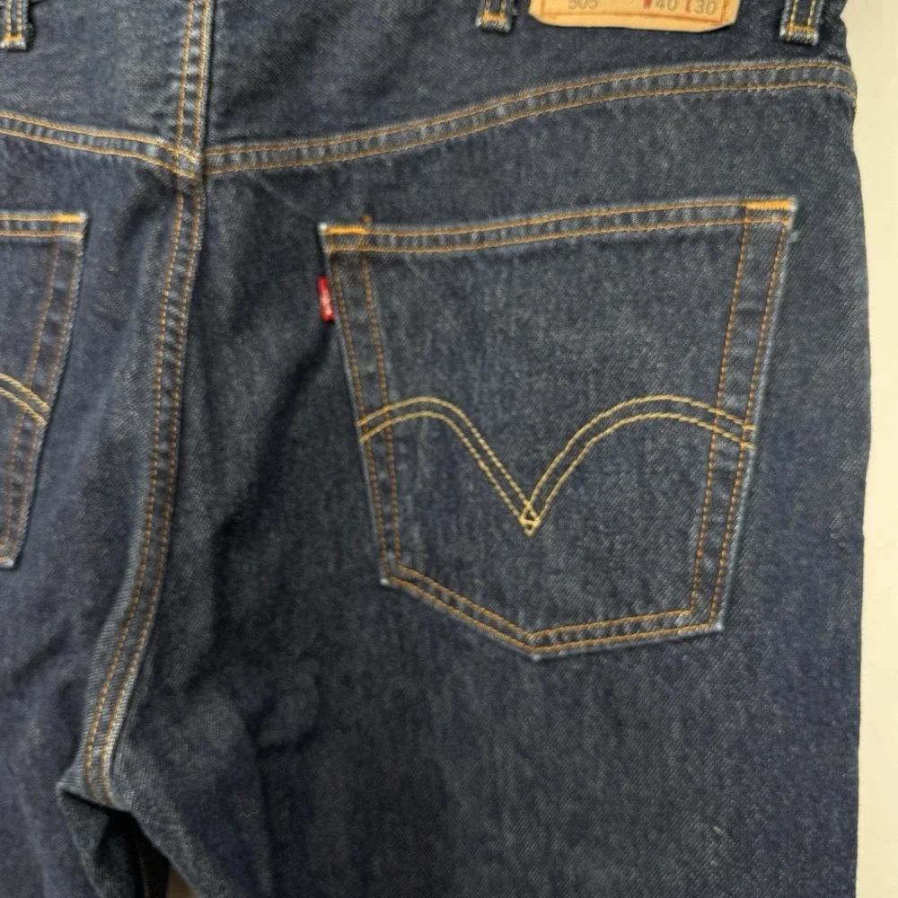 Levi's 505 Regular Fit Jeans Men Tag 40x30 Real 40x29.5  Straight Leg Denim Dark